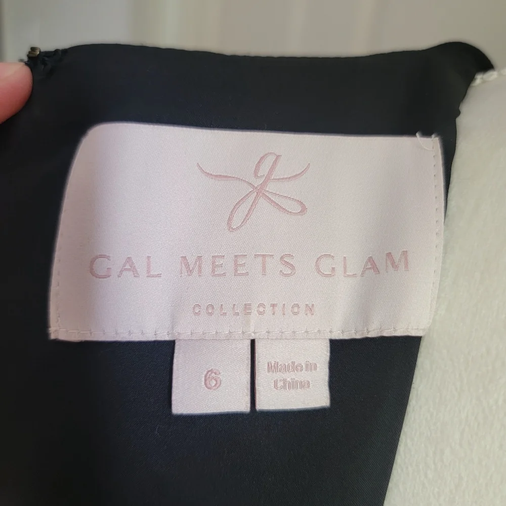 Gal Meets Glam Edith City‎ Crepe Fit & Flare Classic Black Midi Dress Size 6